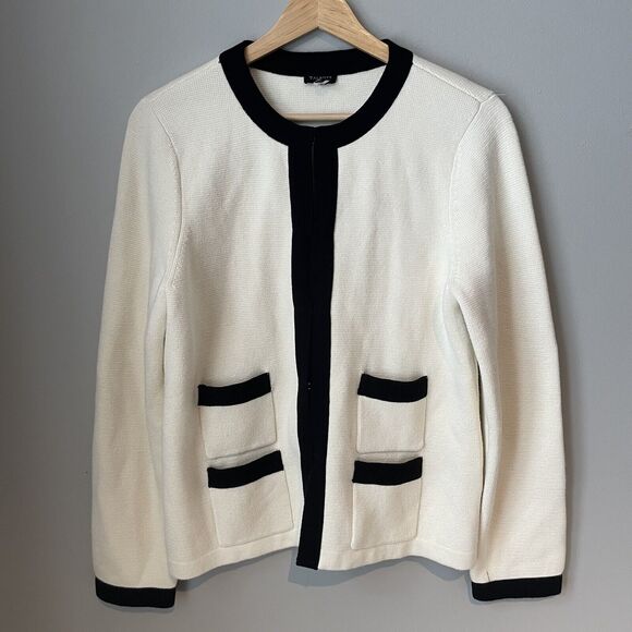 Talbots Off white And Black Jacket Size Medium Petite MSRP $169 - Picture 1 of 10